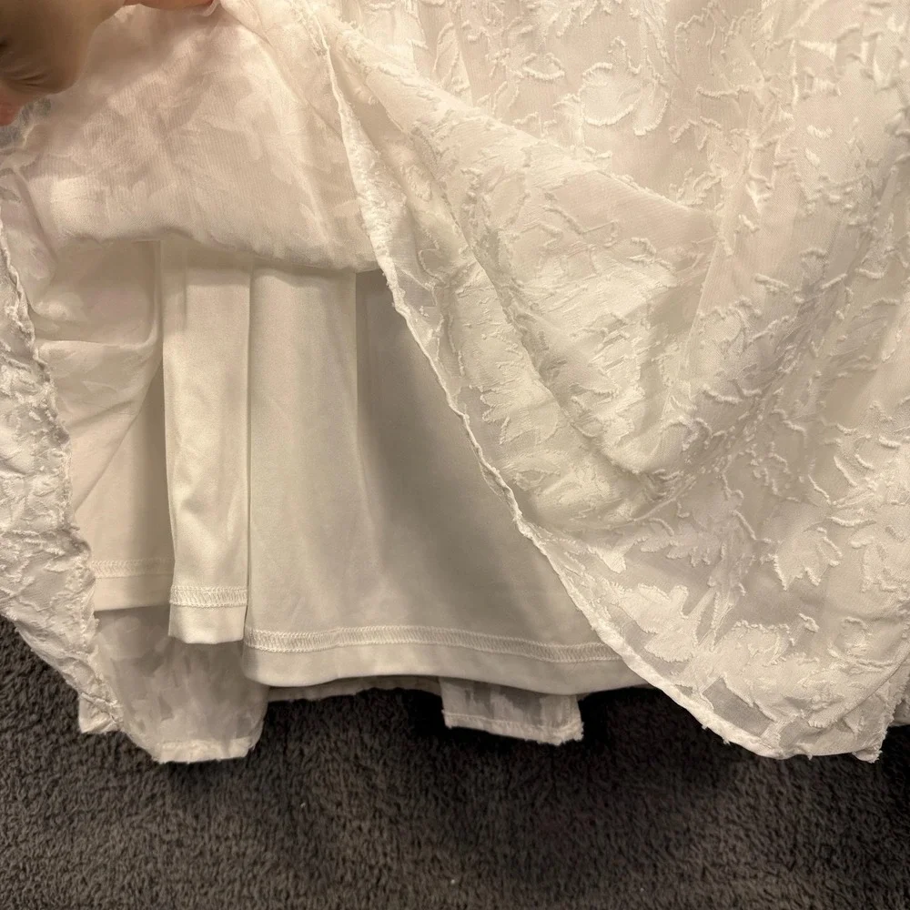 Lulus Dress‎ Womens Medium White Lace Ruffle Backyard Courthouse Beach Wedding